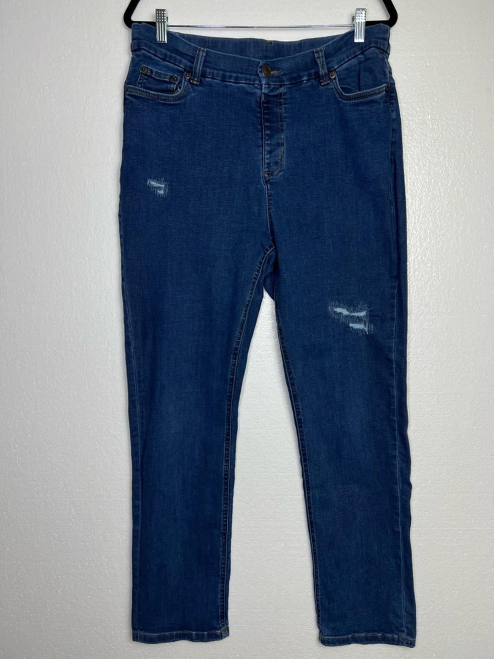 D & Co Jeans Size 18W Blue High Rise Distressed 5 Pockets